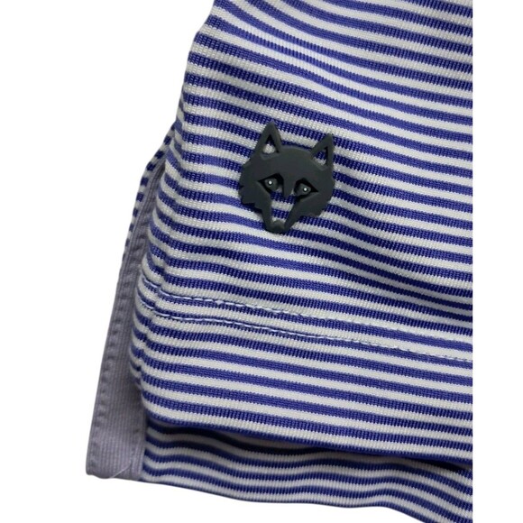 Greyson‎ Polo Shirt Men's XL Blue Striped Golf Short Sleeve Wolf Logo - Picture 5 of 10